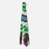 Kleurrijke Abstracte platter Verf Groen en Paars Stropdas (Achterkant)