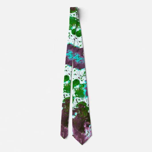Kleurrijke Abstracte platter Verf Groen en Paars Stropdas (Achterkant)