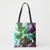 Kleurrijke Abstracte platter Verf Groen en Paars Tote Bag (Voorkant)