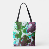 Kleurrijke Abstracte platter Verf Groen en Paars Tote Bag (Achterkant)
