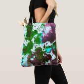 Kleurrijke Abstracte platter Verf Groen en Paars Tote Bag (Dichtbij)