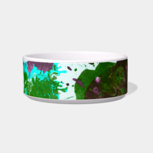 Kleurrijke Abstracte platter Verf Groen en Paars Voerbakje