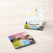 Kleurrijke Abstracte Pop Art, 6 Kunststof Onderzet Bier Onderzetter (Rechterzijde)