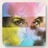 Kleurrijke Abstracte Pop Art, 6 Kunststof Onderzet Bier Onderzetter (Voorkant)