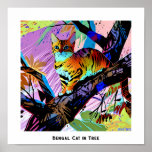 Kleurrijke Abstracte Pop Art Bengal Cat in Tree Poster<br><div class="desc">Dit afbeelding van een Bengaalse kat in een pop is gemaakt met behulp van boomkunststijl De titel die ik koos is "Bengaalse kat in een boom",  maar je kunt het veranderen. Het afbeelding heeft een hoge resolutie van 7168 x 7168 ppi en is te downloaden.</div>