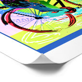 Kleurrijke Abstracte Pop Art Cat Rijden Fiets Poster (Hoek)