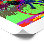 Kleurrijke Abstracte Pop Art Cat Rijden Fiets Poster (Hoek)