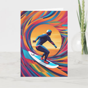 Kleurrijke Abstracte Pop Art Surfer Vaderdag Kaart
