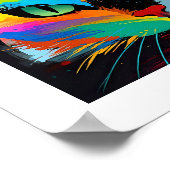 Kleurrijke abstracte pop kunst kat met ogen gerich poster (Hoek)