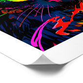 Kleurrijke abstracte pop kunst silhouet zwarte kat poster (Hoek)