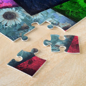 Kleurrijke Abstracte Pop Kunstzonnebloemen Legpuzzel (Zijkant)