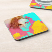Kleurrijke Abstracte Pop vrouw, 6 Onderzetters set (Linkerzijde)