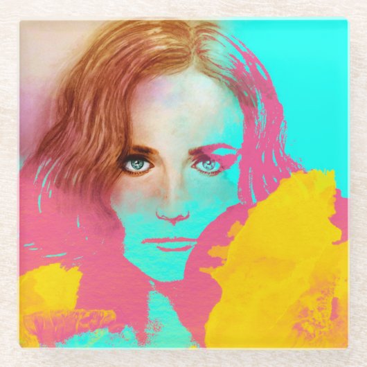 Kleurrijke Abstracte Pop Vrouw, fijn Onderzetter (Voorkant)