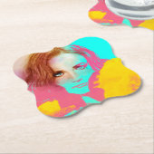 Kleurrijke Abstracte Pop Vrouw, Onderzetter in vor (Gekanteld)