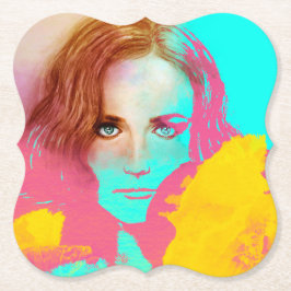 Kleurrijke Abstracte Pop Vrouw, Onderzetter in vor