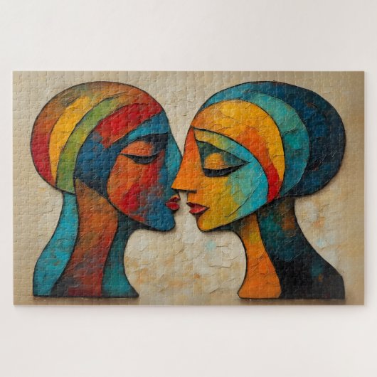 Kleurrijke Abstracte portretpuzzel Legpuzzel (Horizontaal)