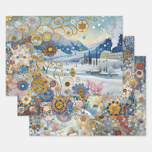 Kleurrijke Abstracte Pret-winterwonderlandkunst Inpakpapier Vel