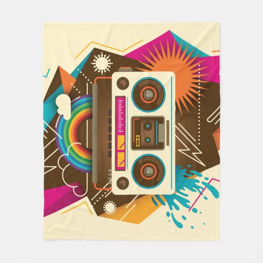 Kleurrijke Abstracte Radio Illustratie Fleece Deken (Voorkant)