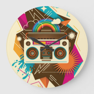 Kleurrijke Abstracte Radio Illustratie Grote Klok