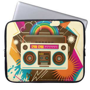 Kleurrijke Abstracte Radio Illustratie Laptop Sleeve