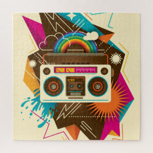 Kleurrijke Abstracte Radio Illustratie Legpuzzel