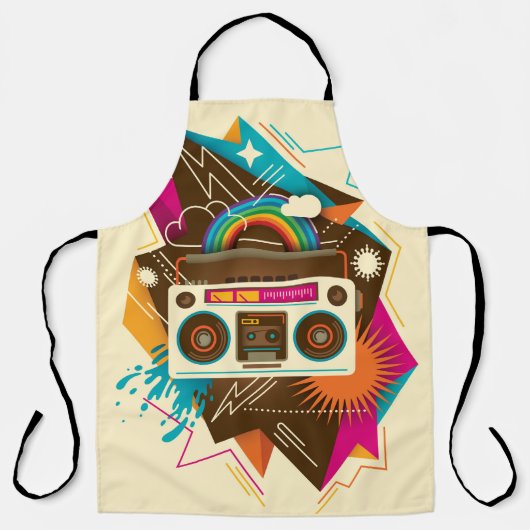 Kleurrijke Abstracte  Radio Illustratie Schort (Voorkant)