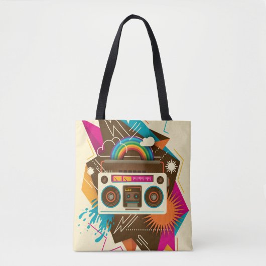 Kleurrijke Abstracte Radio Illustratie Tote Bag (Voorkant)
