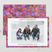 Kleurrijke Abstracte Rand Aangepaste Familie Foto Feestdagenkaart (Voorkant / Achterkant)