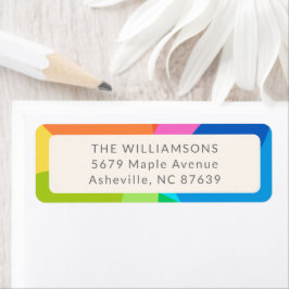 Kleurrijke Abstracte regenboog gepersonaliseerde v Etiket