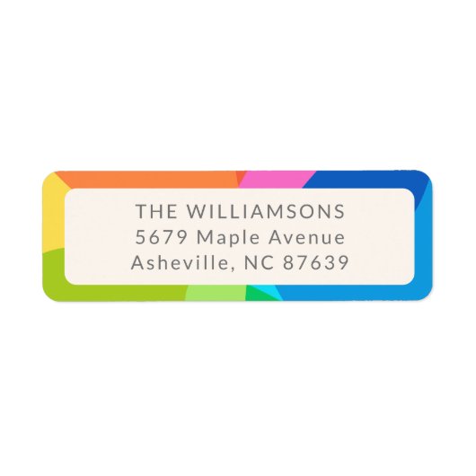 Kleurrijke Abstracte regenboog gepersonaliseerde v Etiket (Voorkant)