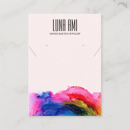 Kleurrijke Abstracte regenboog sieraden oorbel dis Visitekaartje (Voorkant)
