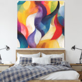 Kleurrijke Abstracte Regenboogwervelingen Canvas Afdruk (Insitu (Slaapkamer))