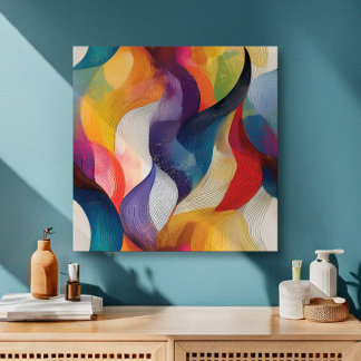 Kleurrijke Abstracte Regenboogwervelingen Canvas Afdruk