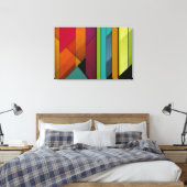 Kleurrijke abstracte retro kunst lineaire geometri canvas afdruk (Insitu (Slaapkamer))