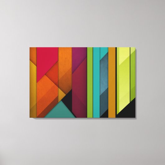 Kleurrijke abstracte retro kunst lineaire geometri canvas afdruk (Voorkant)