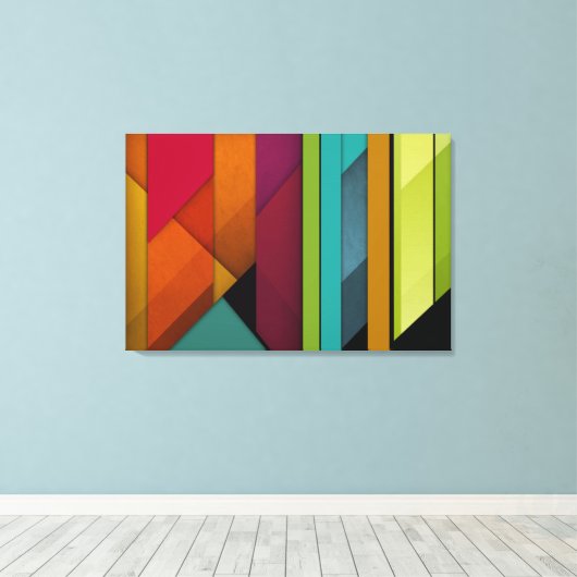Kleurrijke abstracte retro kunst lineaire geometri canvas afdruk (Insitu (Houten vloer))