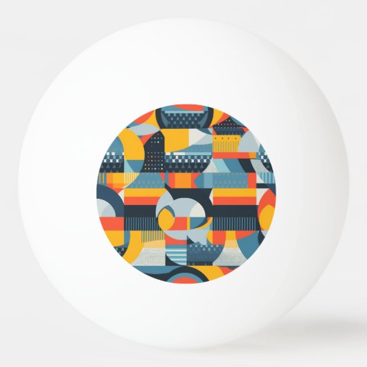 Kleurrijke Abstracte retro-stijl Pingpongbal (Voorkant)