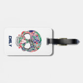 Kleurrijke Abstracte Retro Sugar Skull Bagagelabel (Achterkant horizontaal)