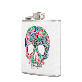 Kleurrijke Abstracte Retro Sugar Skull Heupfles (Links)