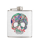 Kleurrijke Abstracte Retro Sugar Skull Heupfles (Voorkant)