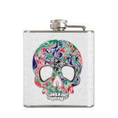 Kleurrijke Abstracte Retro Sugar Skull Heupfles (Achterkant)
