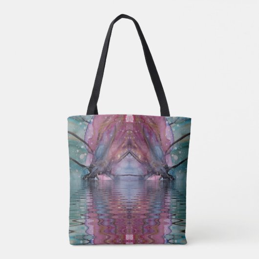 kleurrijke abstracte riviertunnel tote bag (Achterkant)