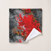 Kleurrijke Abstracte rode en grijze vloeistofstale Bad Handdoek (Wasdoekje)