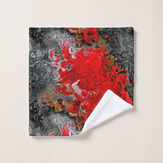 Kleurrijke Abstracte rode en grijze vloeistofstale Bad Handdoek (Wasdoekje)