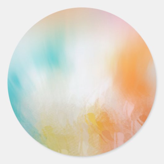 Kleurrijke Abstracte Rode Gele Oranje Blauwe Sjabl Ronde Sticker (Voorkant)