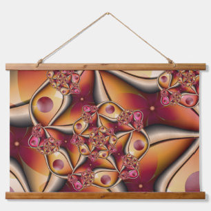 Kleurrijke Abstracte Rode Oranje Fantasie Fractal Hangend Wandkleed
