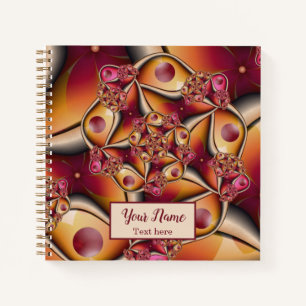 Kleurrijke Abstracte Rode Oranje Fantasie Fractal Notitieboek