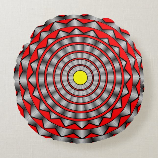 Kleurrijke Abstracte Ronde Worp Kussen (Voorkant)
