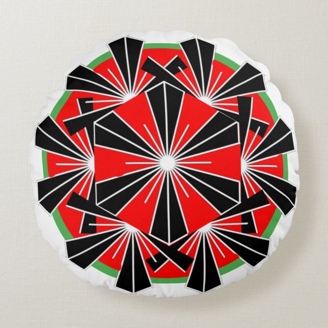 Kleurrijke Abstracte Ronde Worp Kussen (Voorkant)