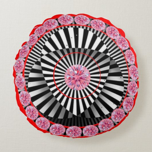 Kleurrijke Abstracte Ronde Worp Kussen (Voorkant)